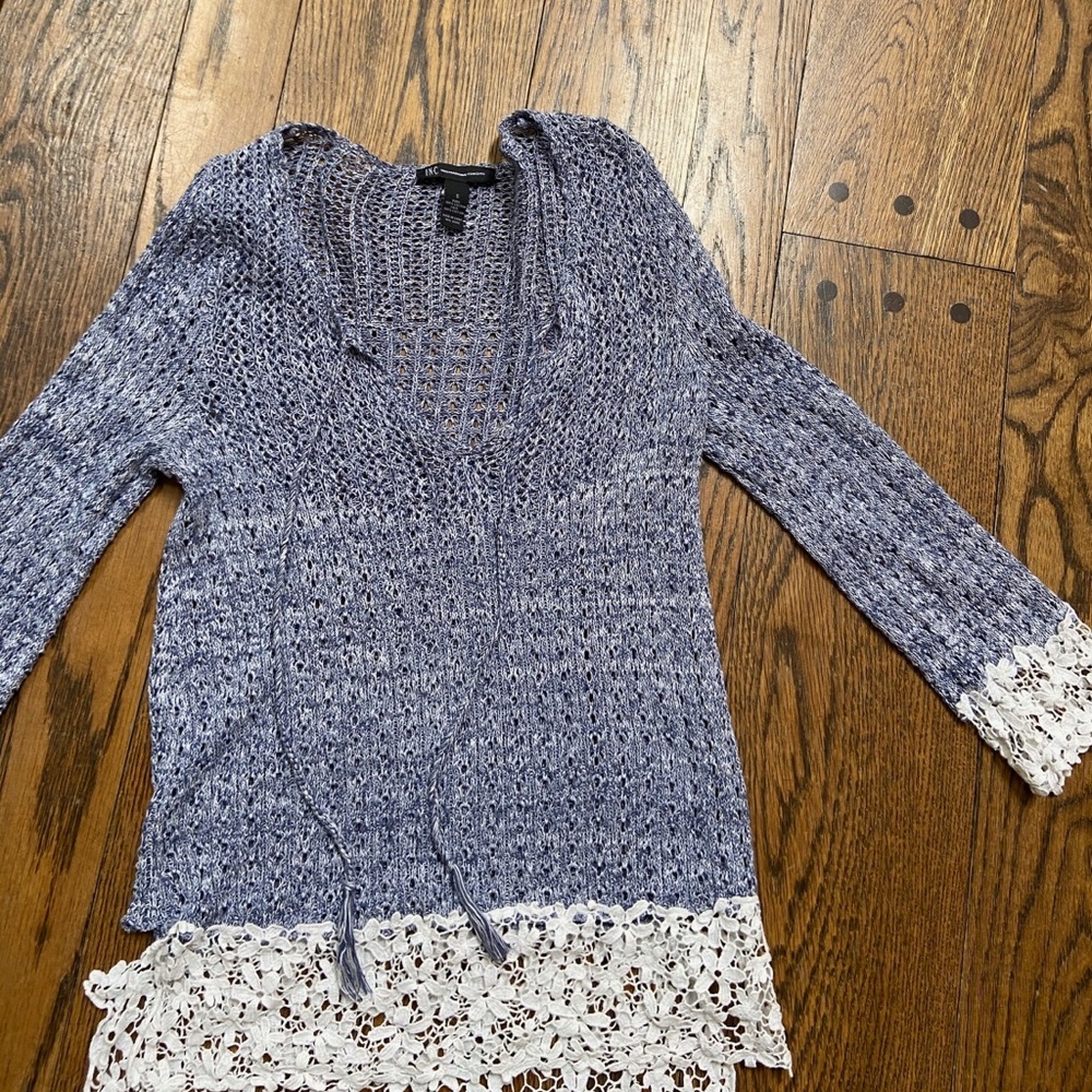 Blue and white lace sweater size small